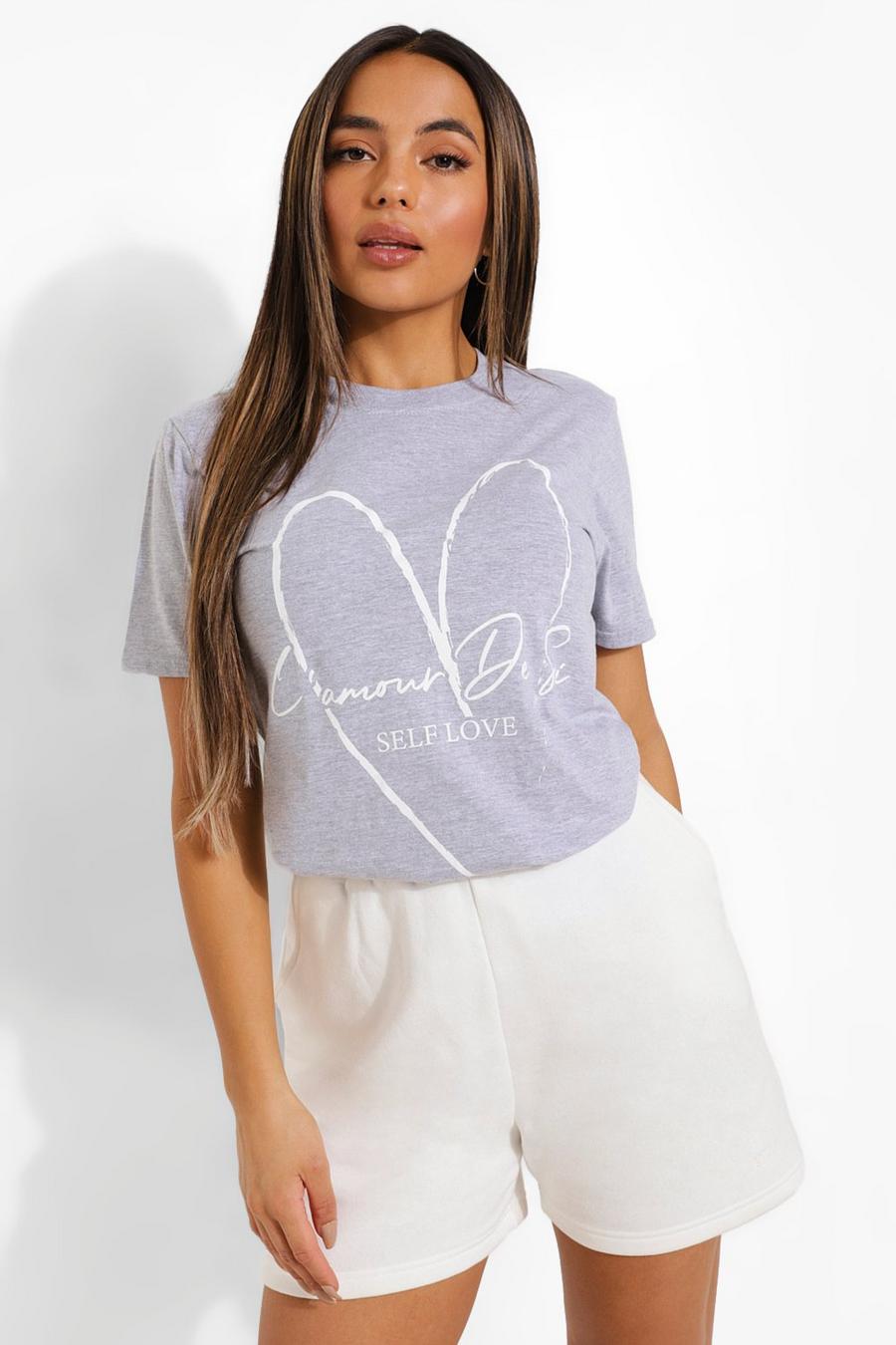 Camiseta con estampado Self Love Petite , Marga gris image number 1