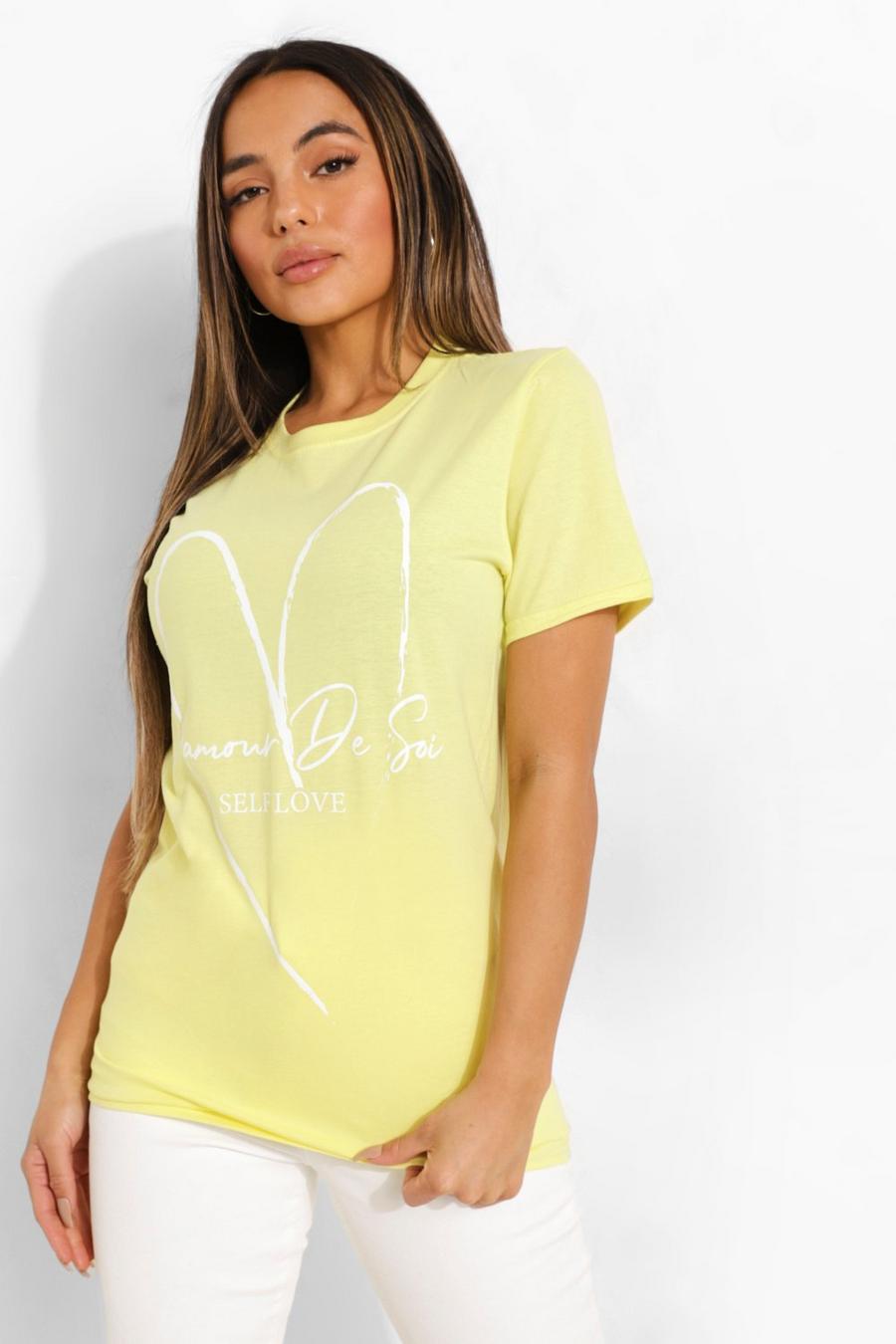 Camiseta con estampado Self Love Petite , Amarillo image number 1