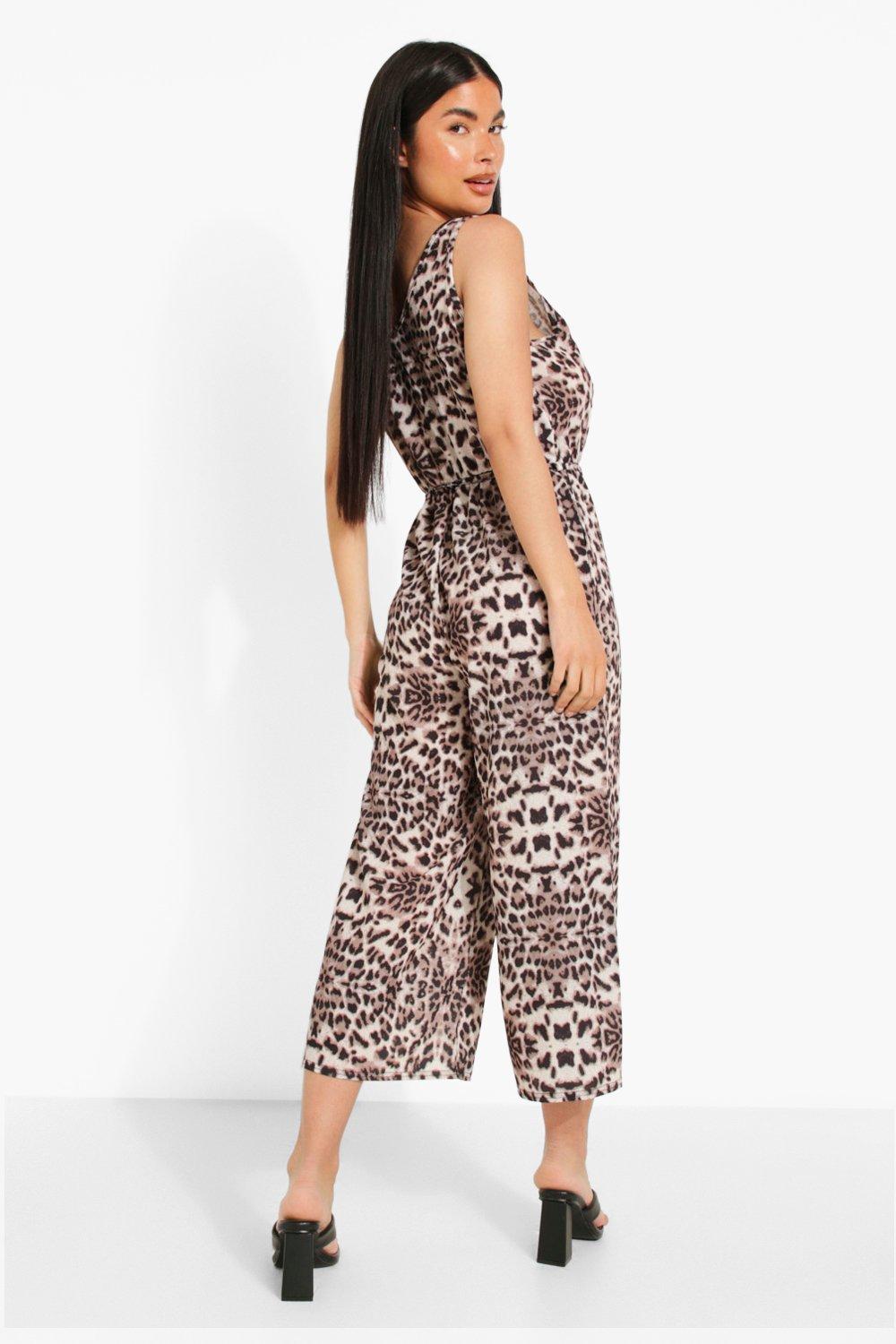 Leopard print petite store jumpsuit