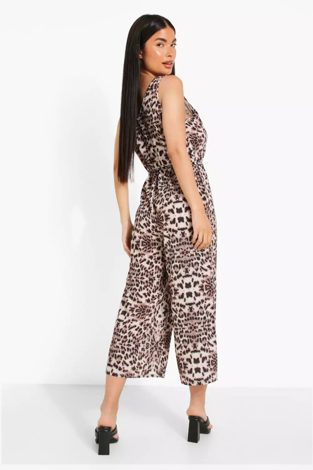 Natural Petite Leopard Print Belted Jumpsuit alternative image