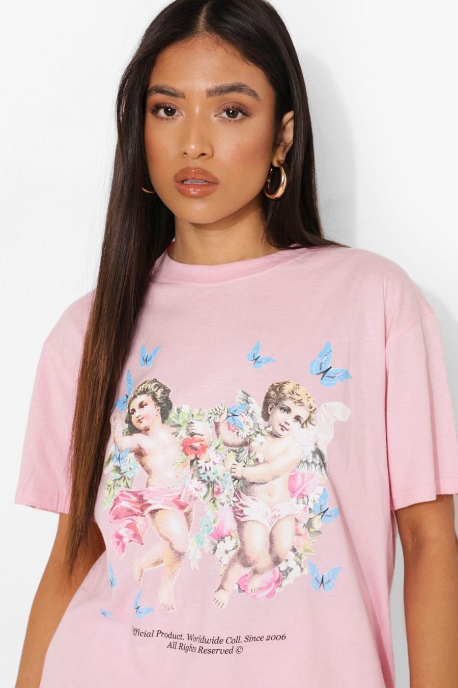 Petite T-Shirt mit Engel-Print, Pale pink image number 1