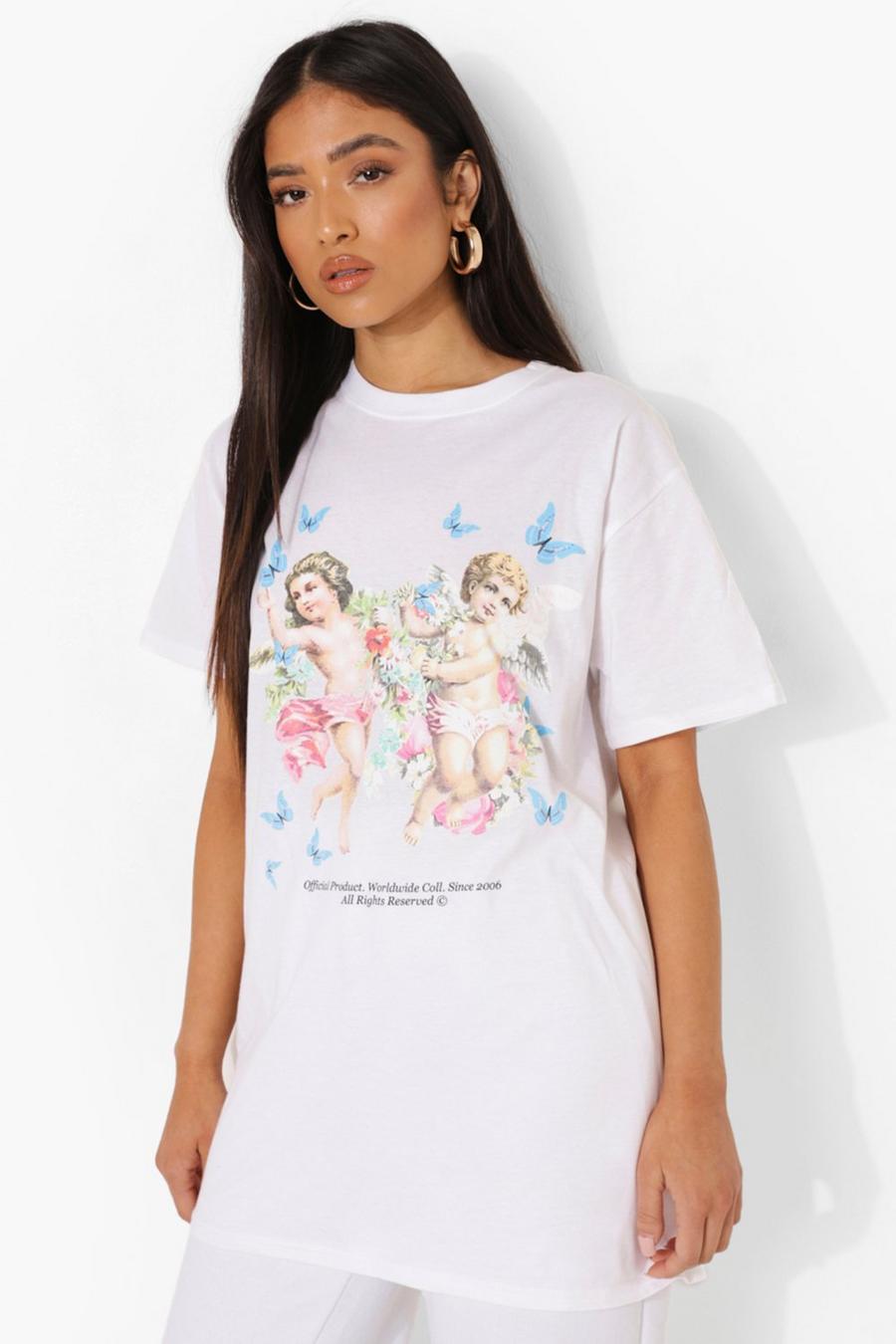 White Petite Cherub Graphic T-Shirt image number 1