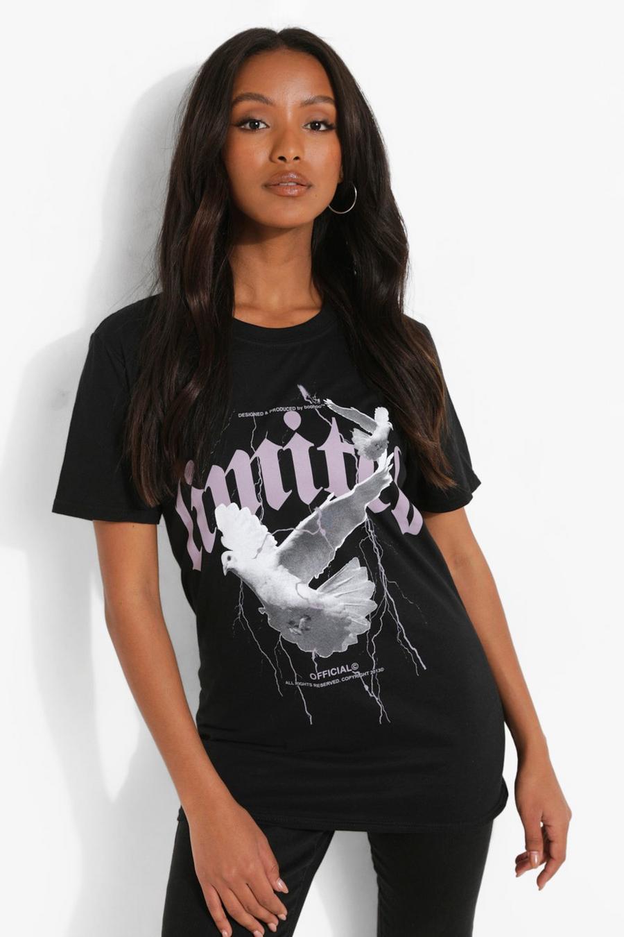 Black Petite Dove Limited Graphic T-Shirt image number 1