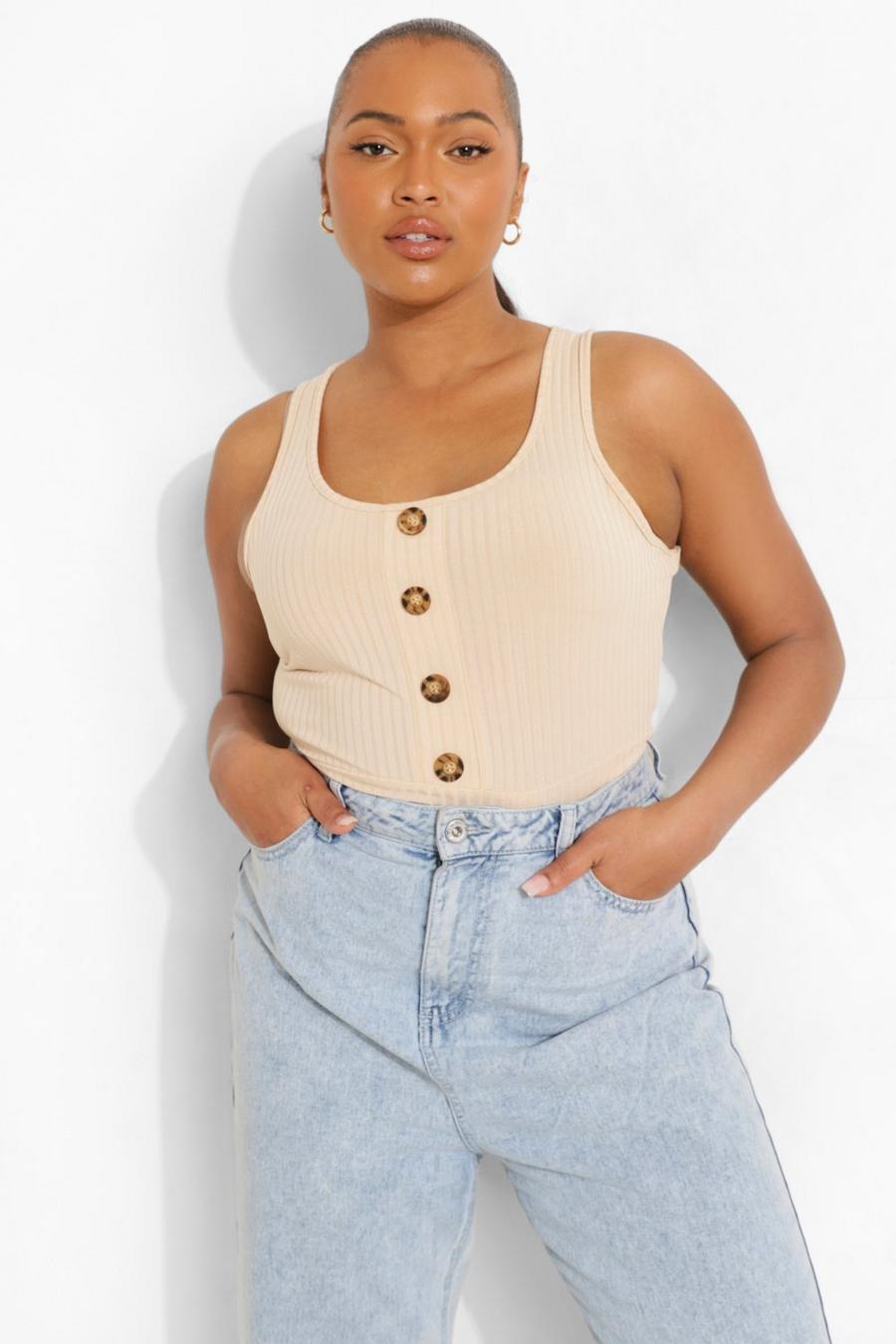 Stone Plus Button Down Strappy Bodysuit image number 1