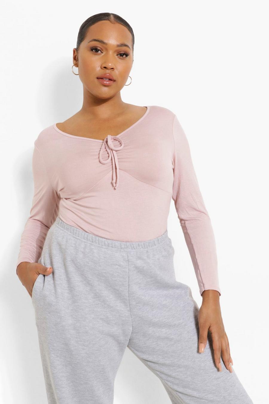 Blush Plus Ruched Front Long Sleeve Bodysuit image number 1