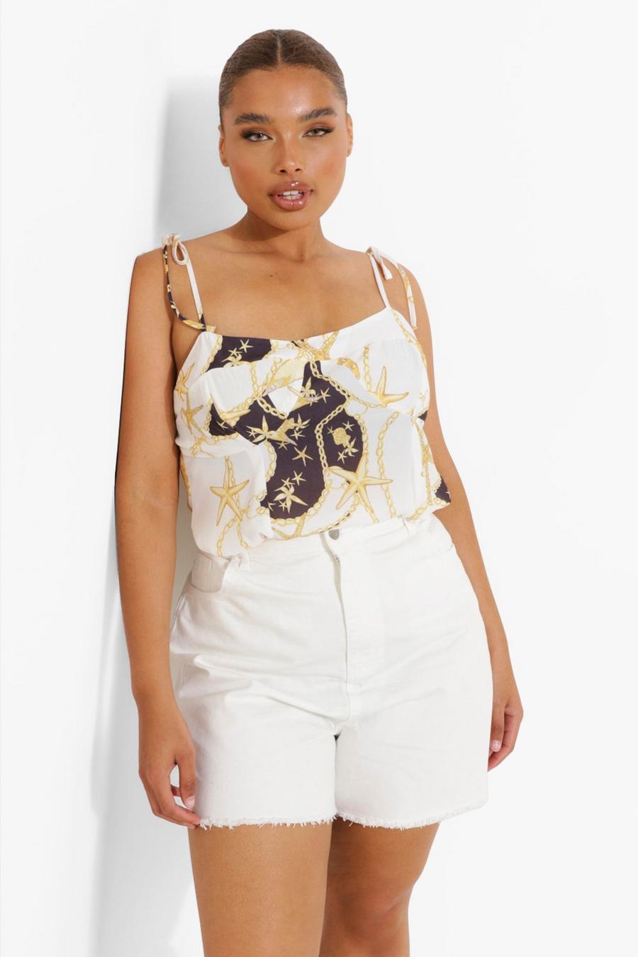 White Plus Nautical Chain Print Camisole image number 1