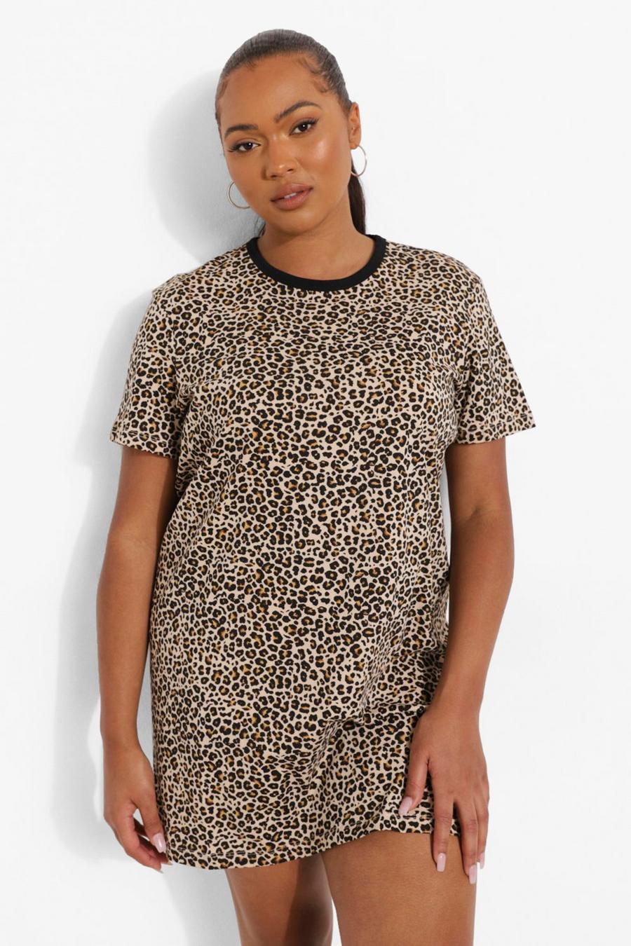Plus Leopard T-shirt Dress image number 1