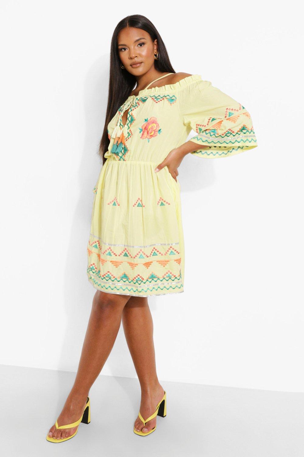 Cold shoulder embroidered dress best sale