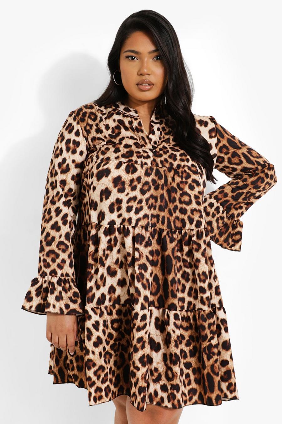 Plus Leopard Smock Dress image number 1