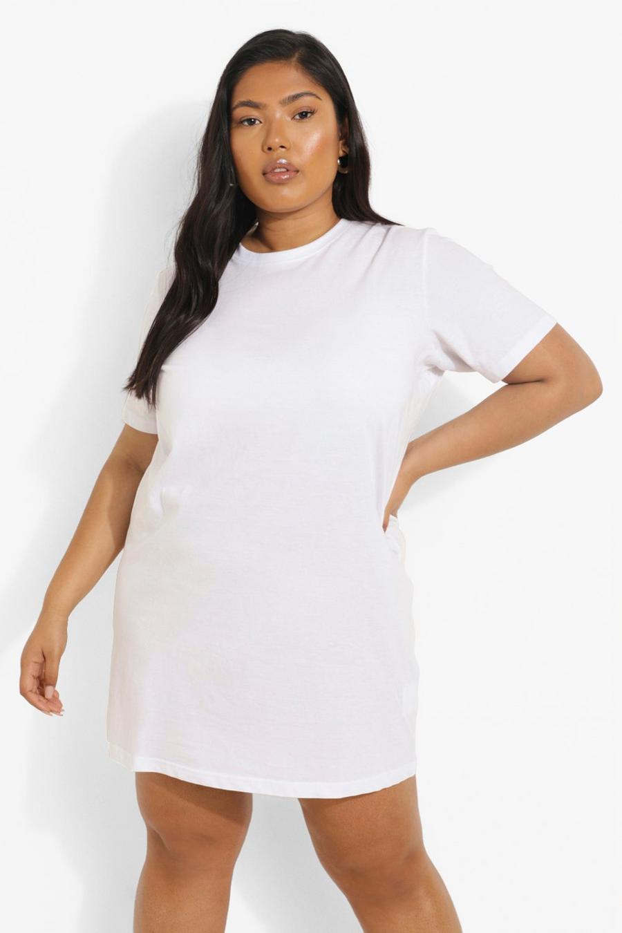 White Plus Jersey Knit T-Shirt Dress image number 1