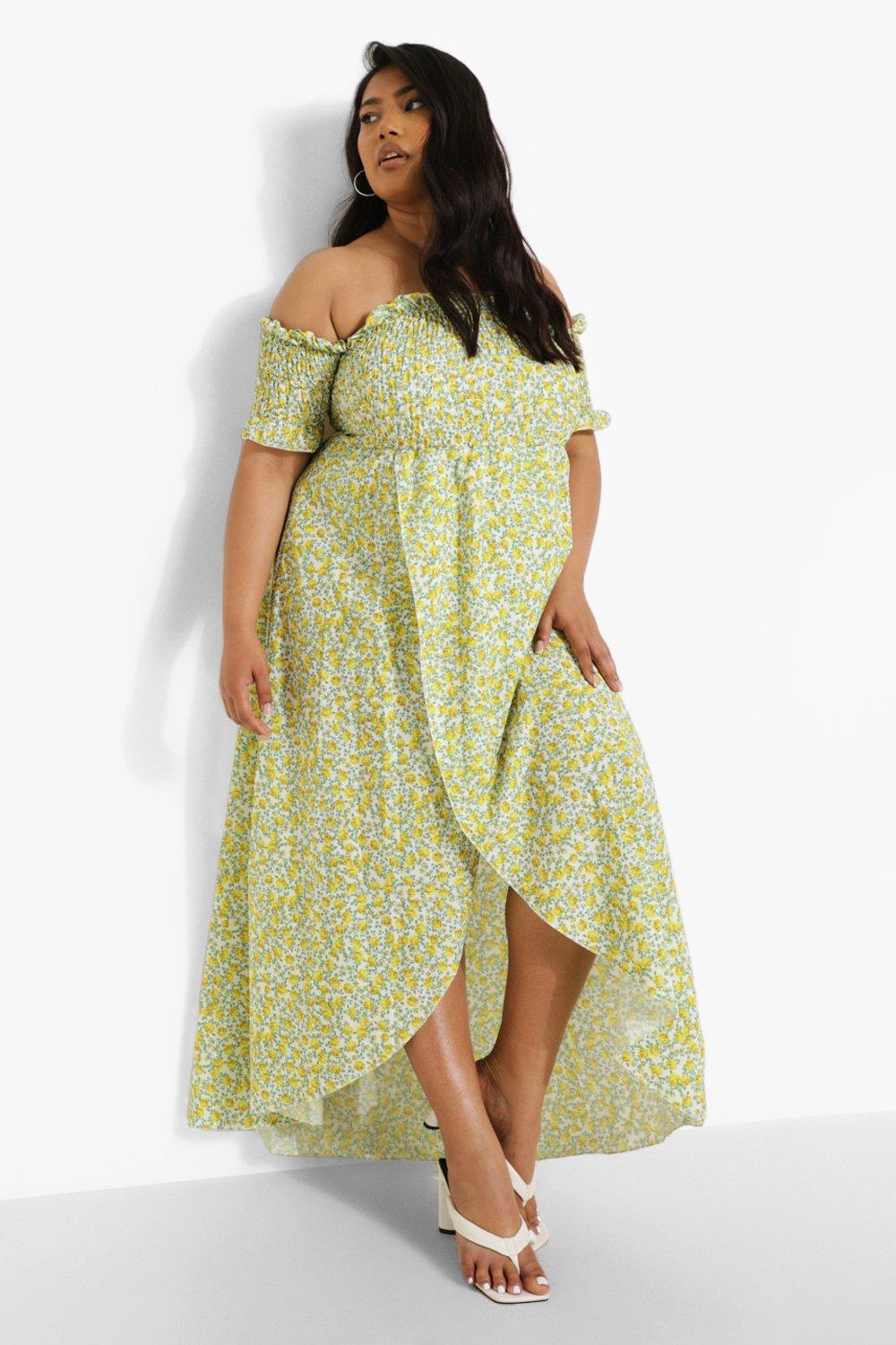 Plus Floral Off Shoulder Maxi Dress