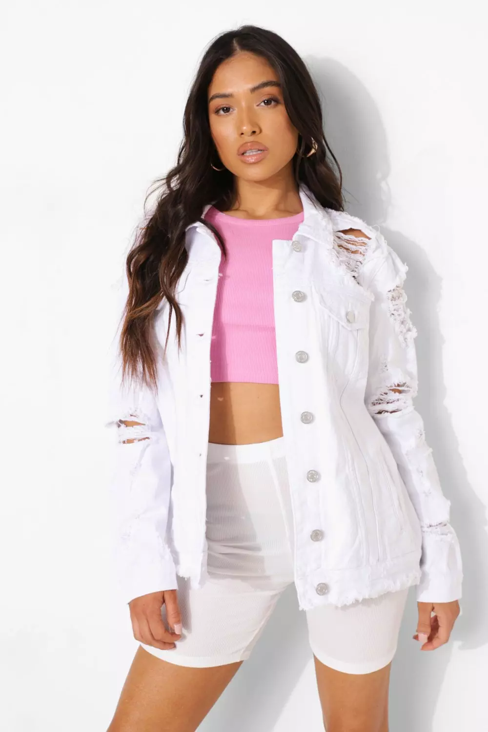 White 2025 distressed jacket