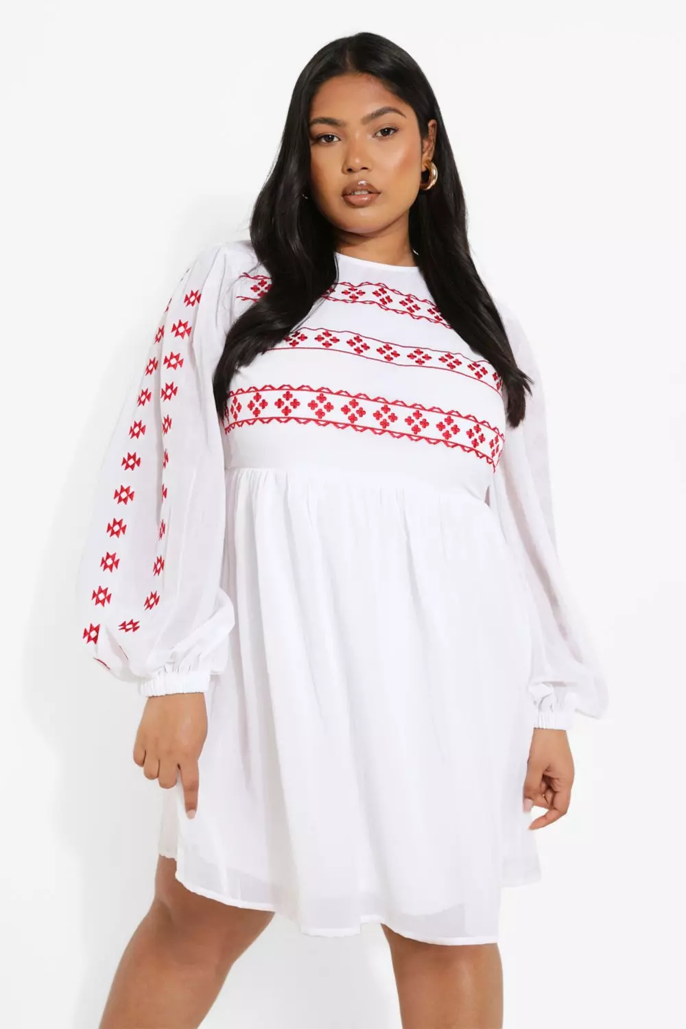 White embroidered smock store dress