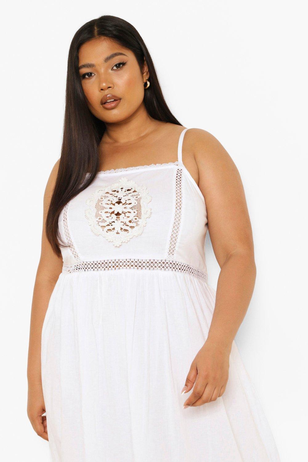 Boohoo white plus size clearance dress