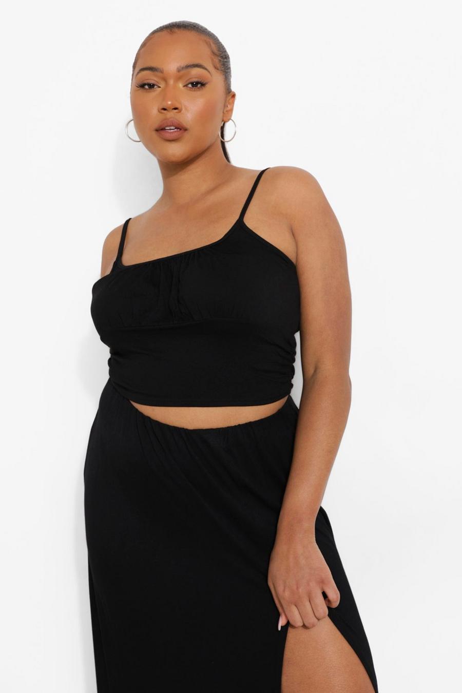 Black Plus Ruched Side Seam Cami Top image number 1