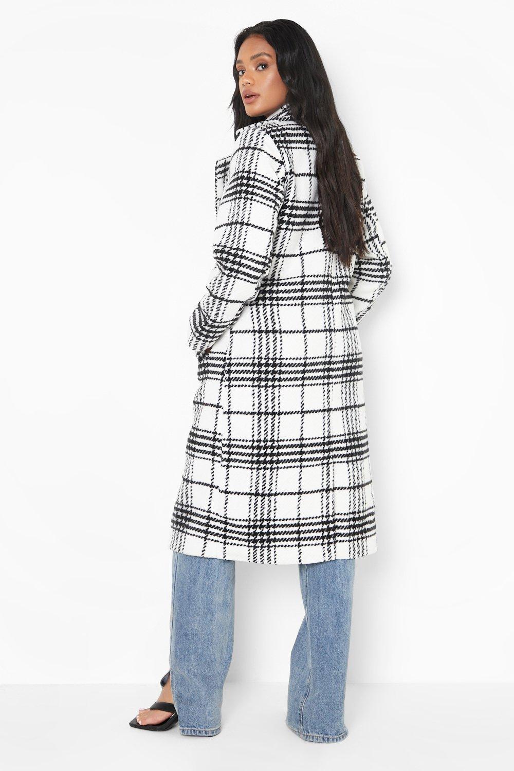 Petite shop checked coat