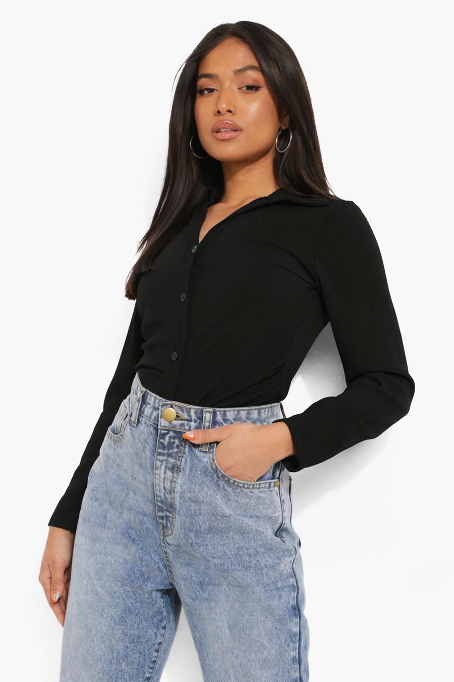 Black Petite Ruched Front Shirt image number 1