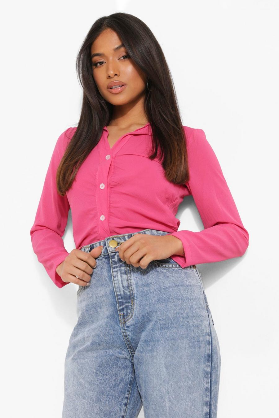 Bright pink Petite Ruched Front Shirt image number 1