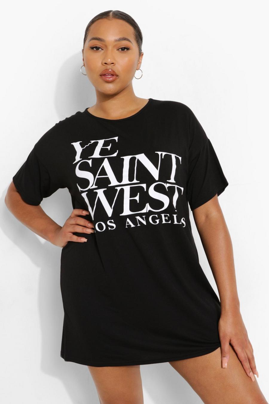 Black Plus Ye Saint West Graphic T-Shirt Dress image number 1