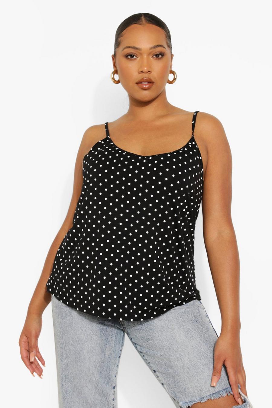 Black Plus Polka Dot Cami Top image number 1