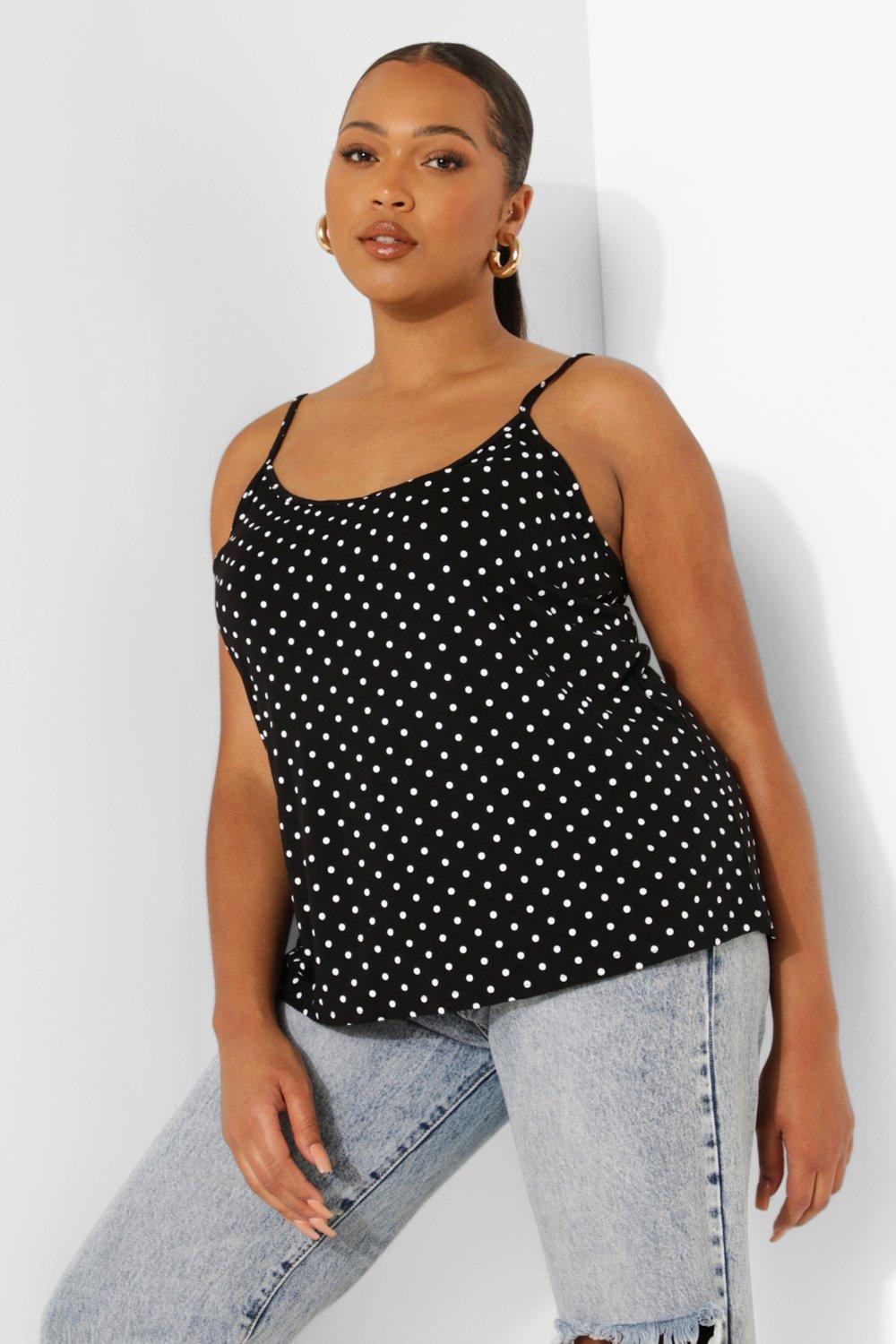 plus size black and white polka dot top