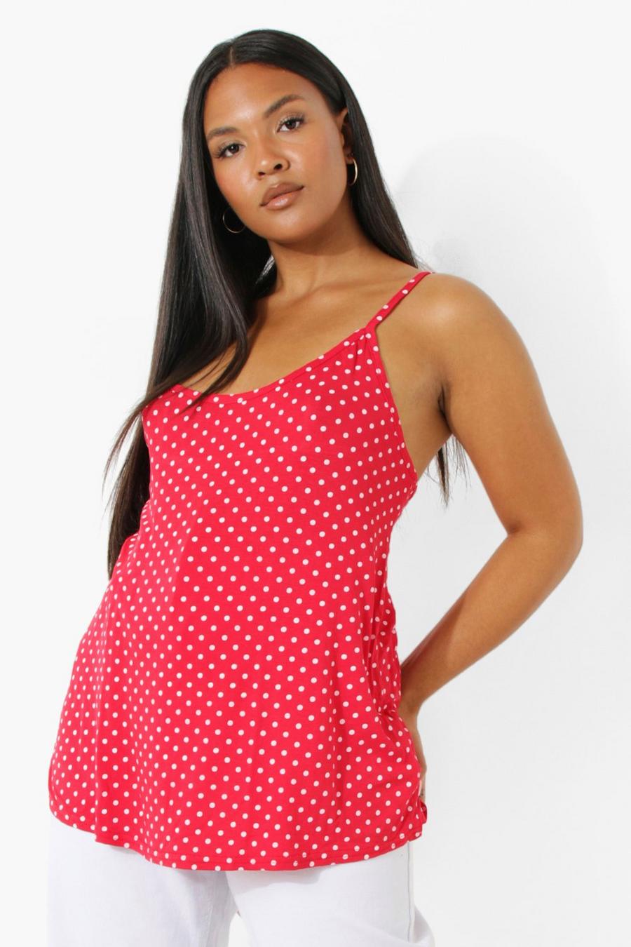 Red Plus Polka Dot Camisole image number 1