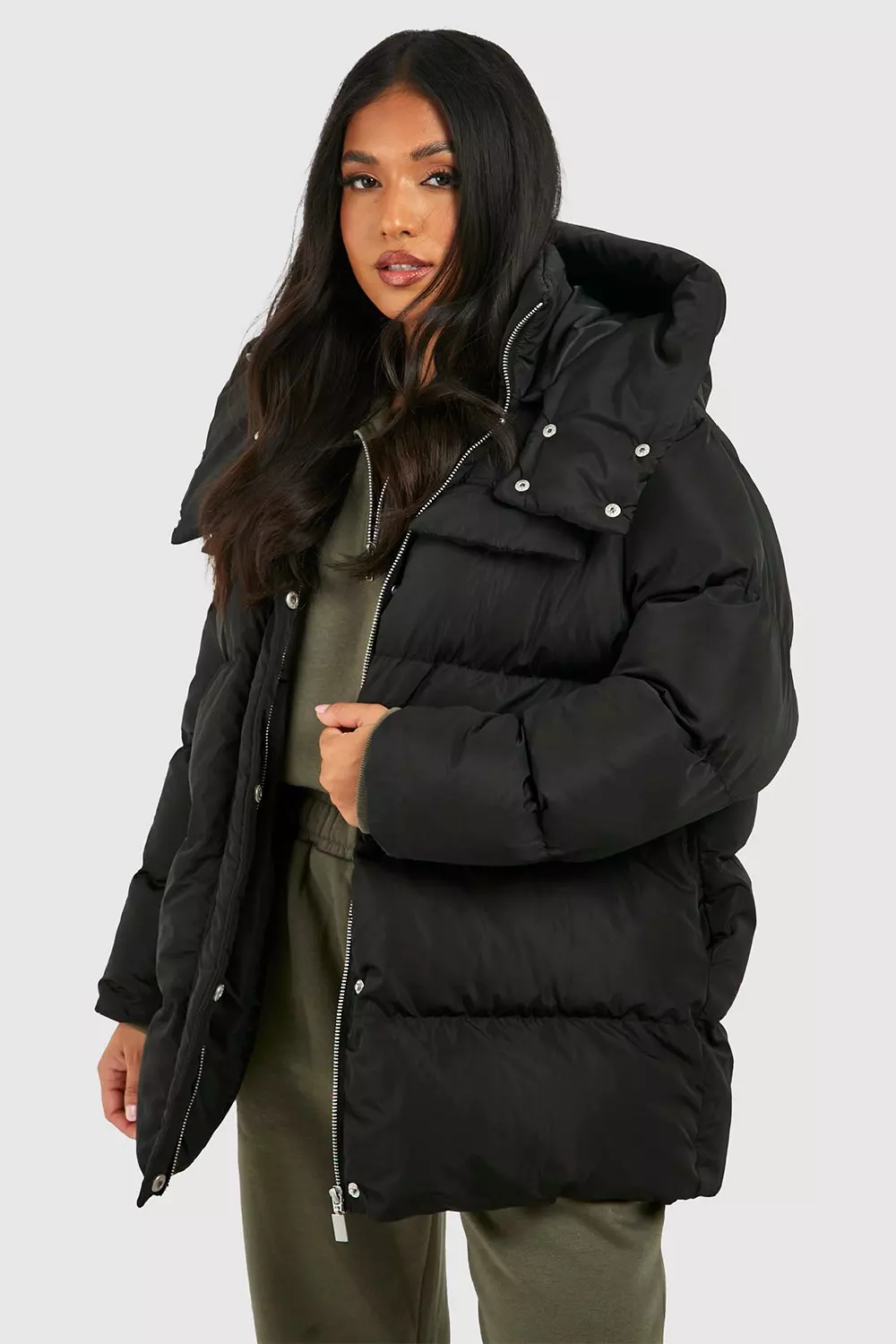 Petite Black Oversized Puffer Jacket