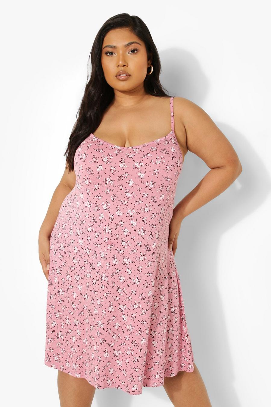 Pink Plus Ditsy Floral Swing Dress image number 1