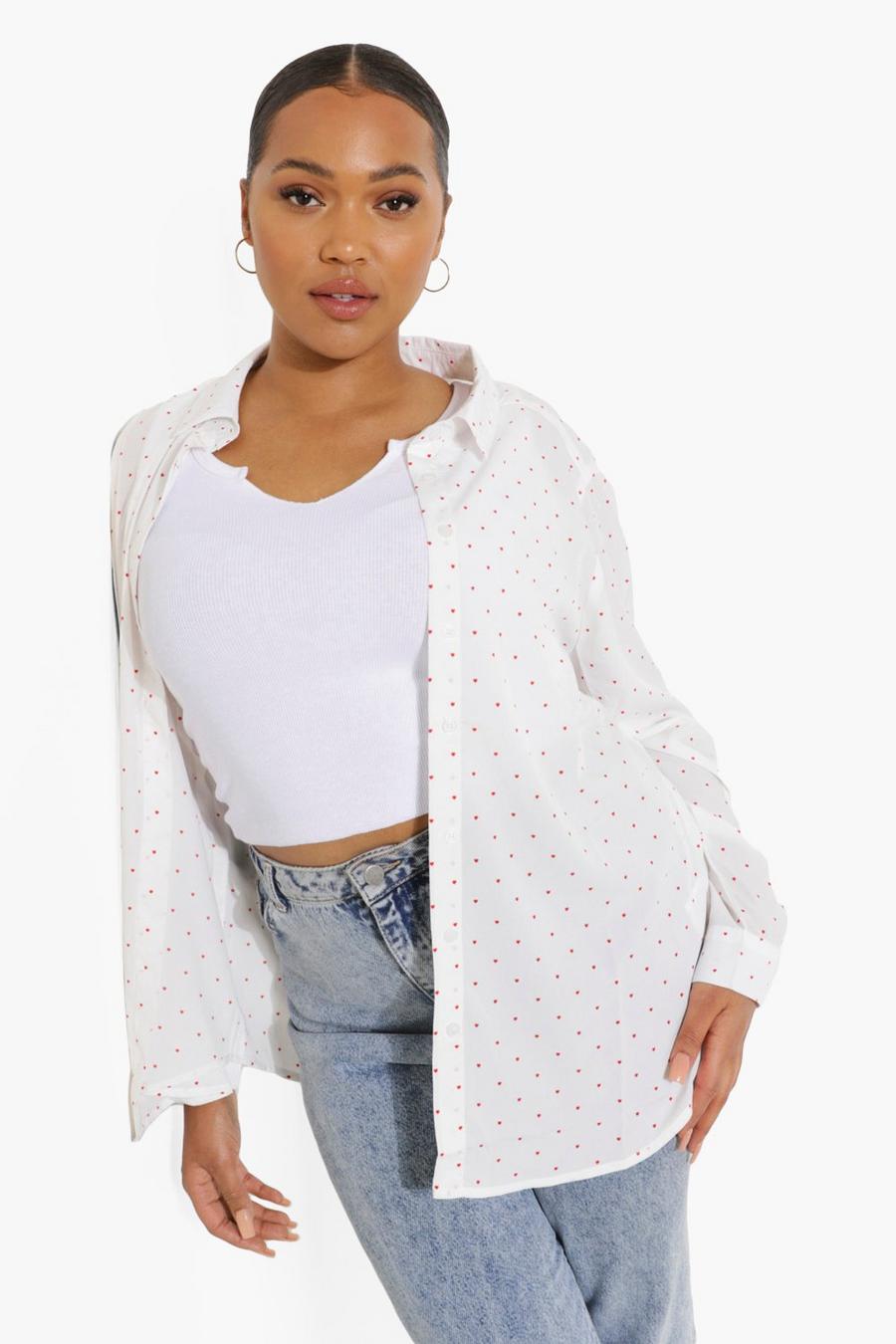 White Plus Spots Woven Oversized Shirt image number 1