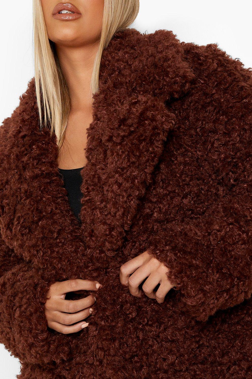 plus size brown teddy coat