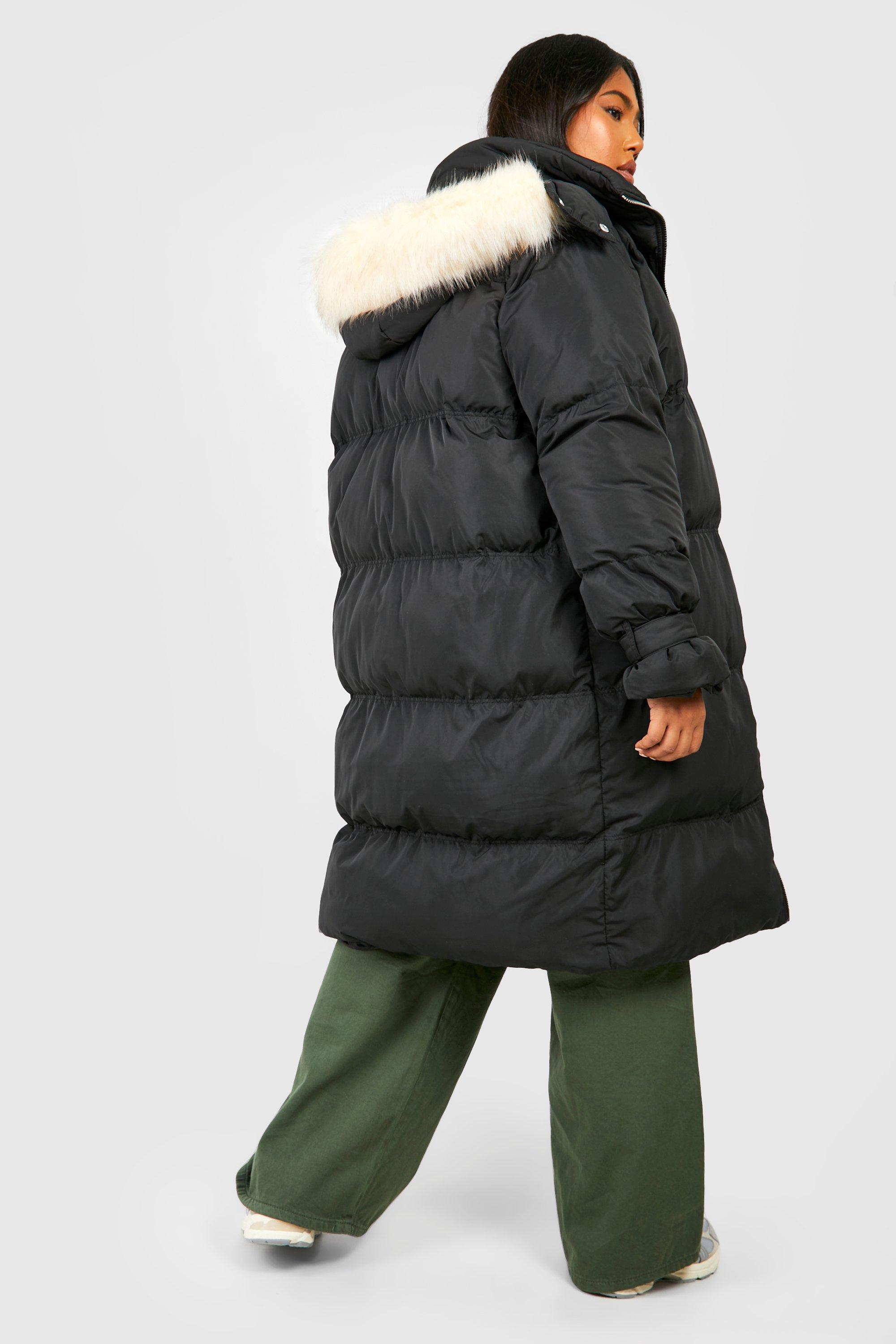 Plus Maxi Faux Fur Trim Puffer Jacket boohoo