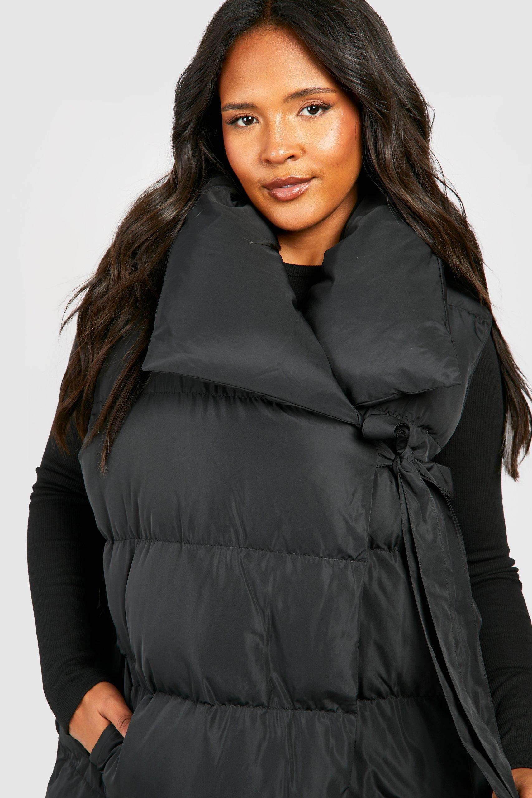 Plus Tie Detail Wrap Duvet Vest boohoo USA