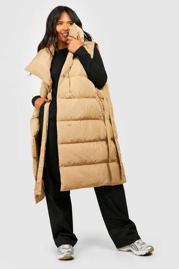 Plus Tie Detail Wrap Duvet Vest stone