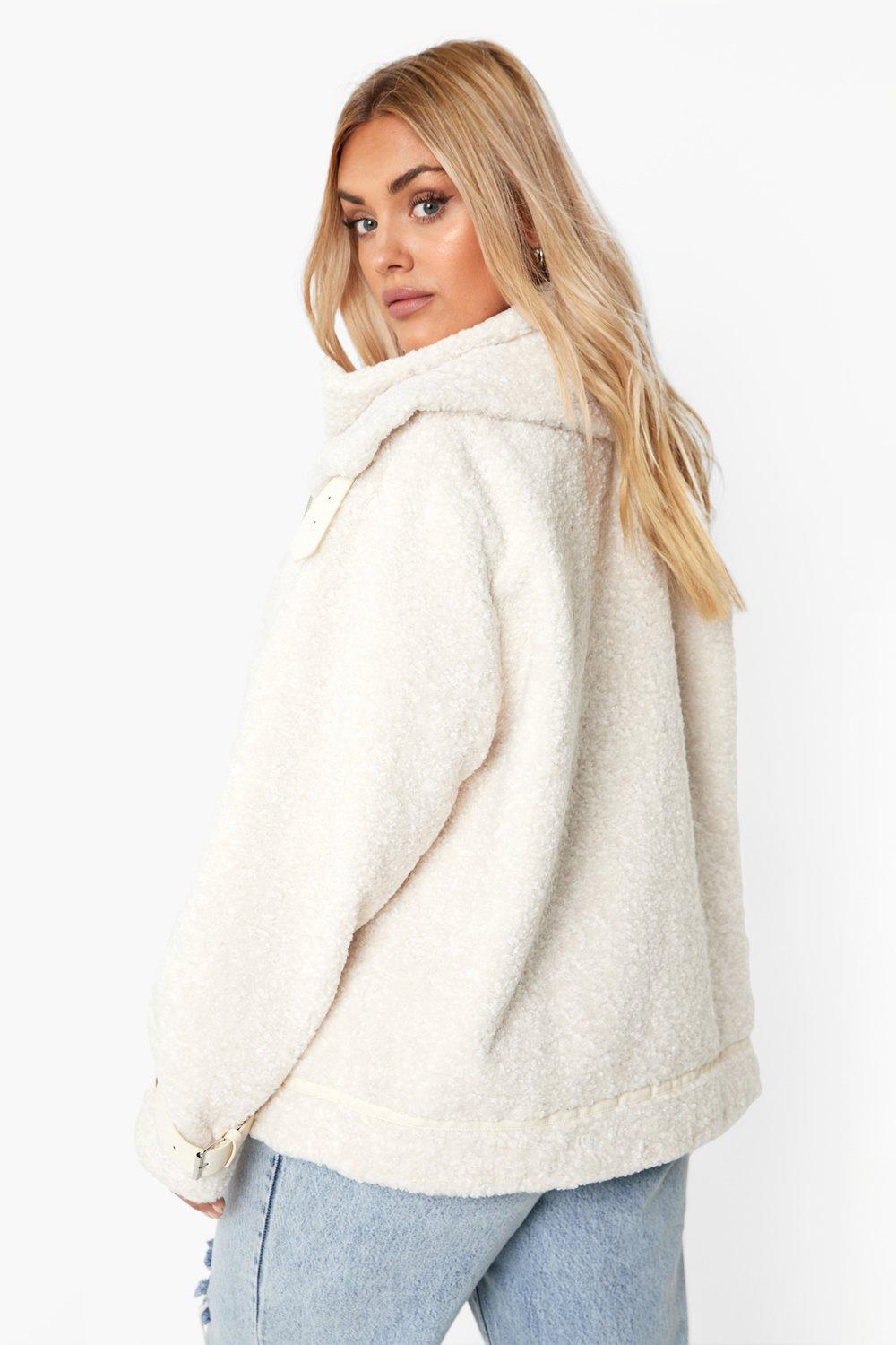 Boohoo teddy faux fur on sale aviator