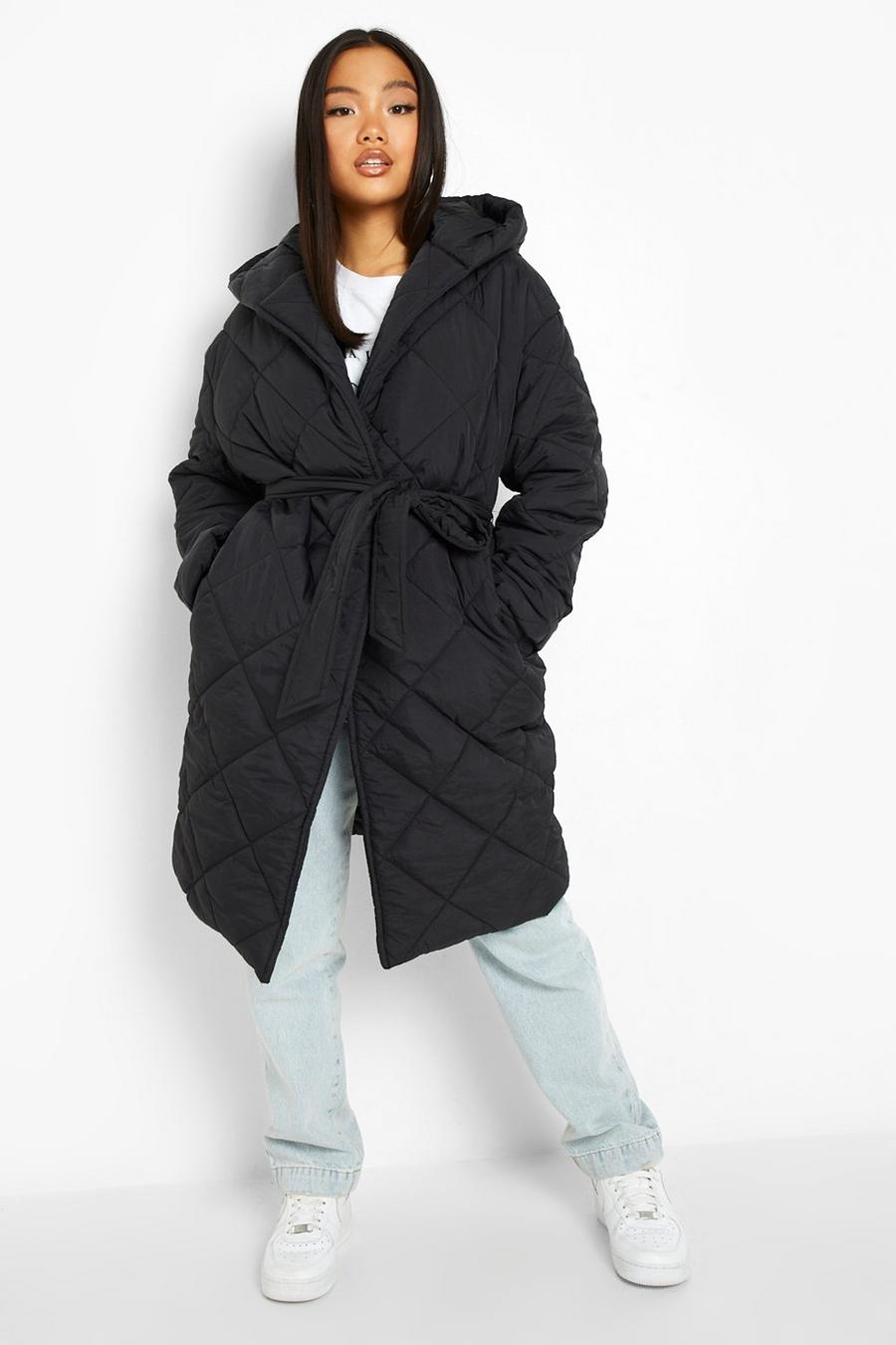 Petite Diamond Quilted Belted Puffer Jacket