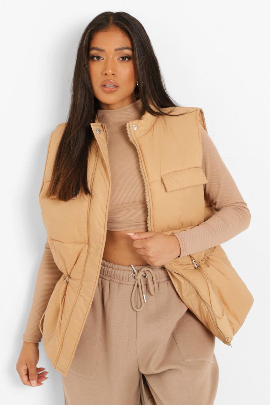 Camel Petite Synched Waist Gilet image number 1