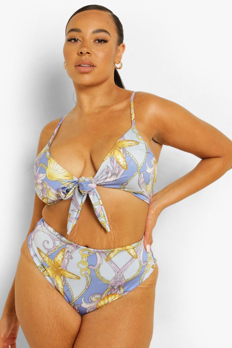 Lilac Plus Shell Chain Print Tie Bikini image number 1