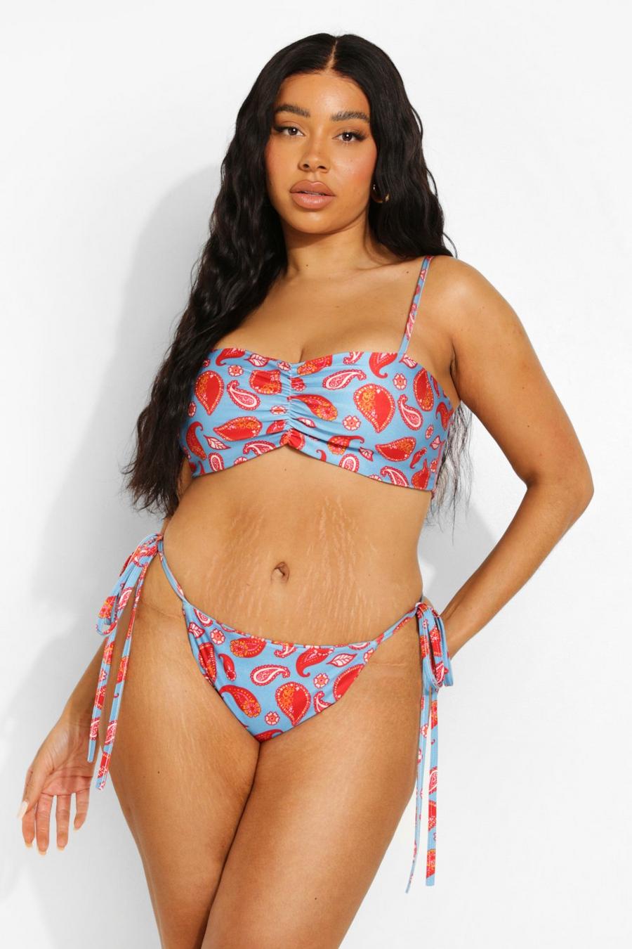 Blue Plus Paisley Tie Side Bikini image number 1