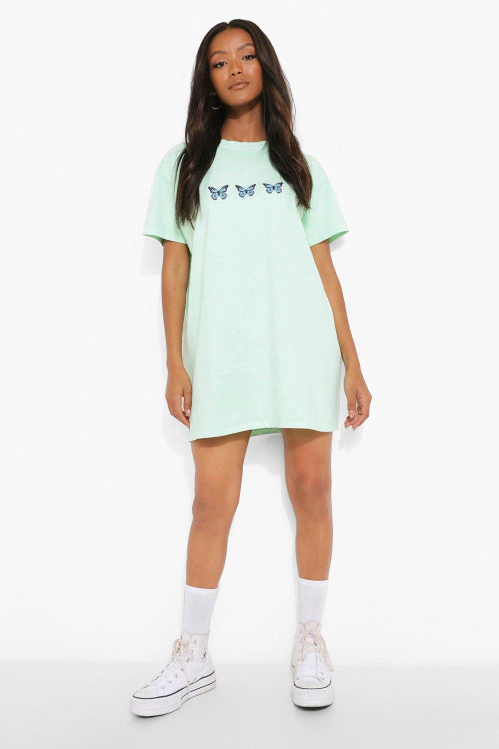 Petite Overdyed Butterfly Print T shirt Dress boohoo NO