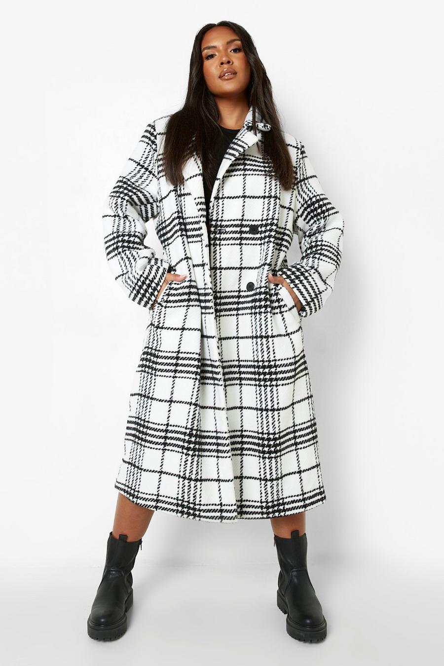 Grande taille - Manteau effet laine à carreaux, Black image number 1