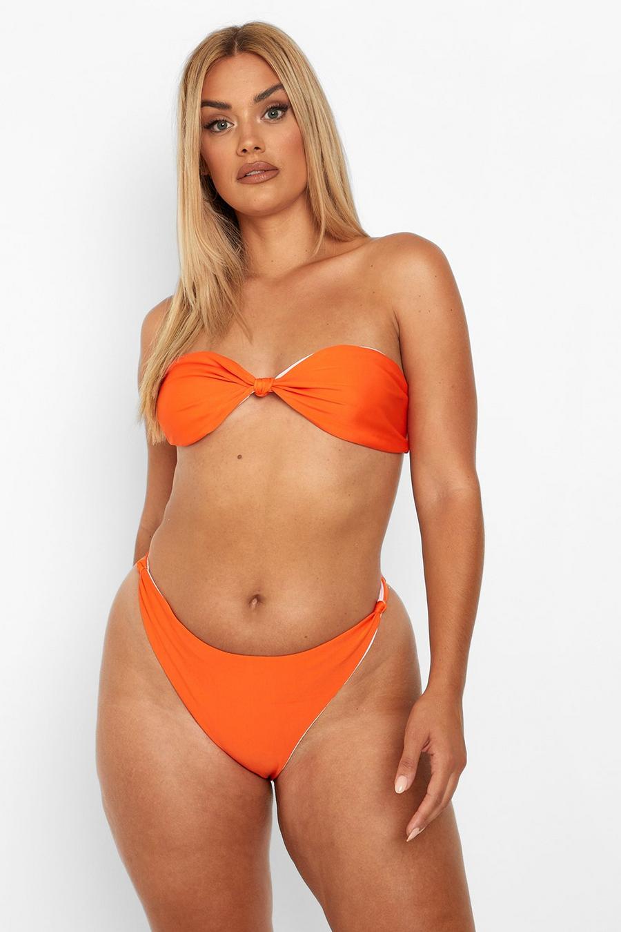 Bikini Plus a fascia con nodo, Arancio image number 1