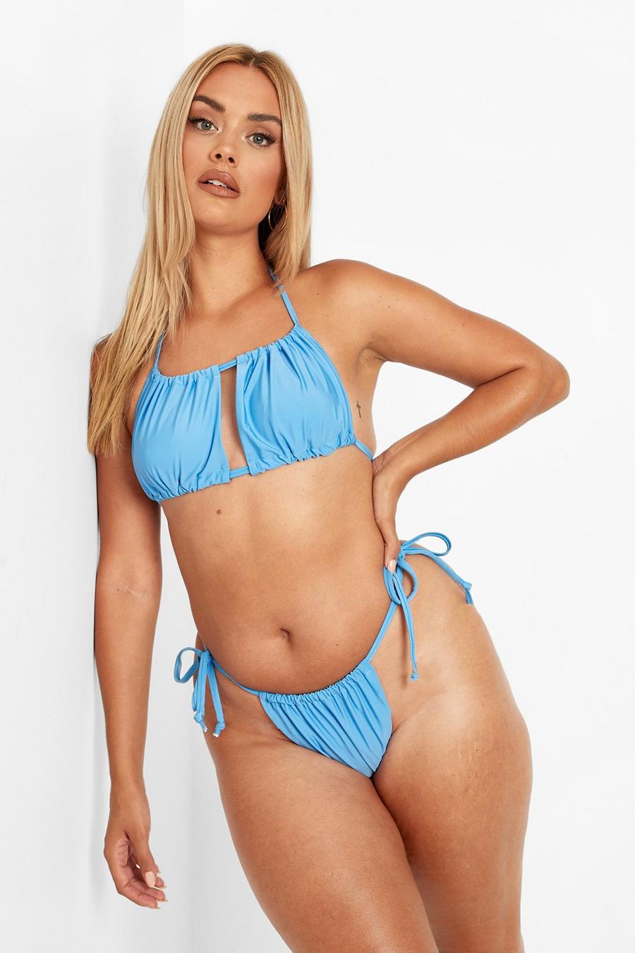 Baby blue Plus Ruched Square Neck Bikini image number 1