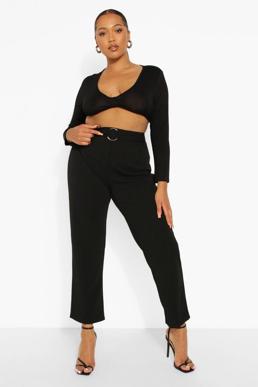Black Plus O Ring Tailored Trouser image number 1