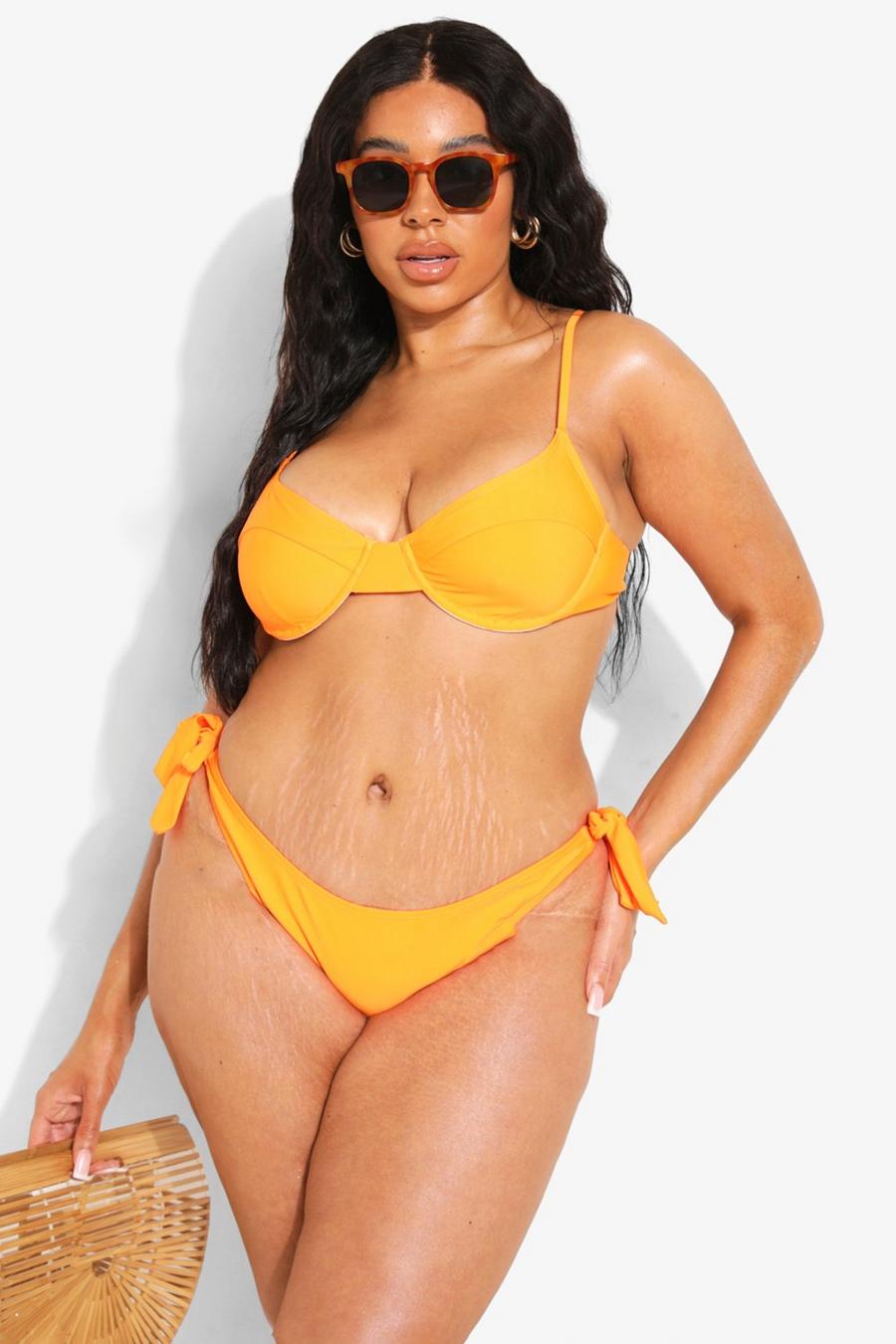 Grande taille - Haut de bikini recyclé à armatures, Orange