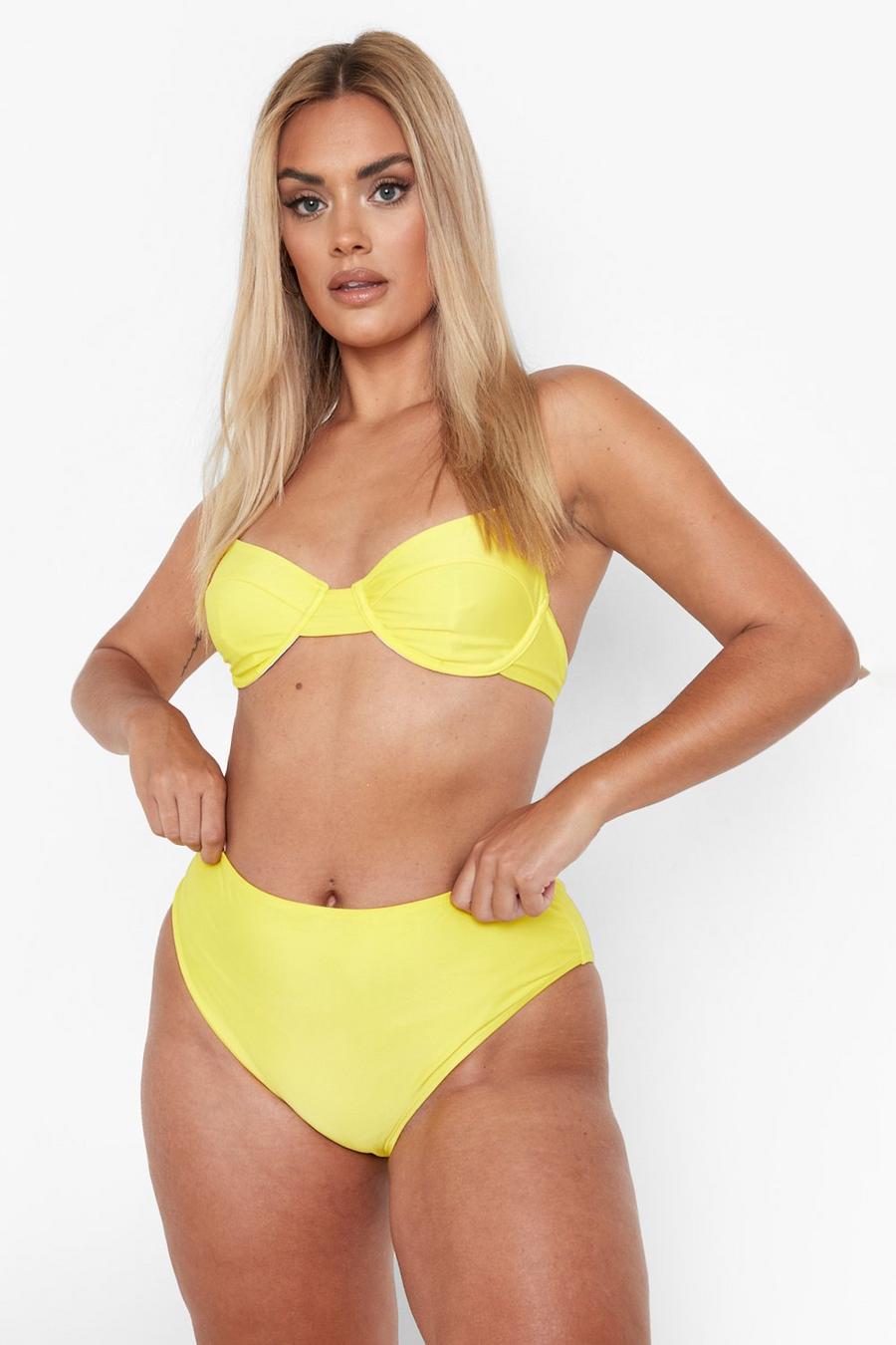Yellow gul Plus - Bikinitopp med bygel i återvunnet tyg image number 1
