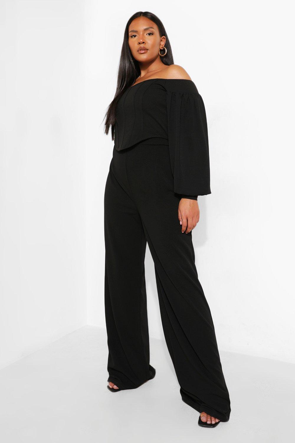 Plus size outlet black trousers uk