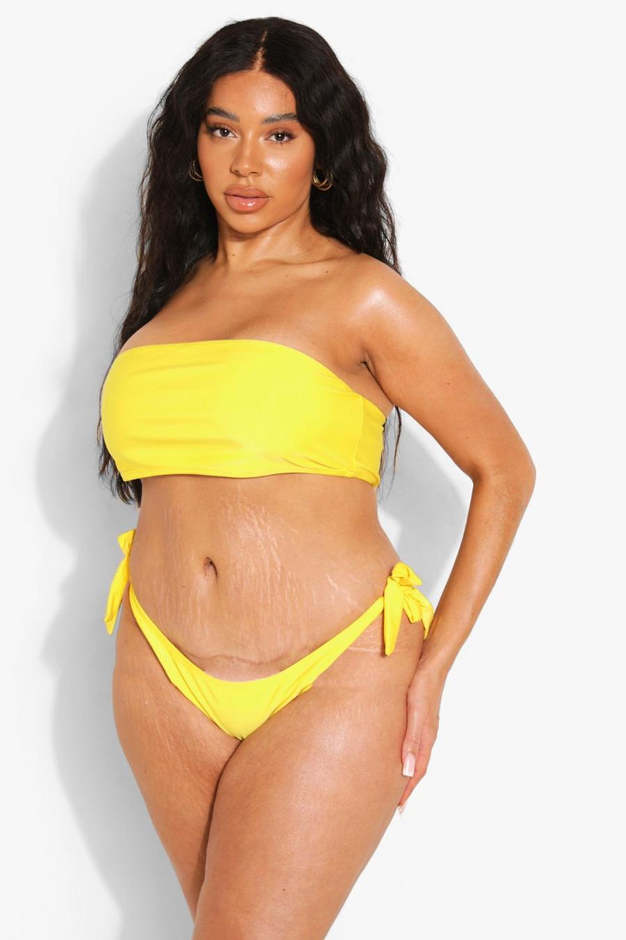 Yellow Plus Recycled Tie Side Bikini Bottoms image number 1