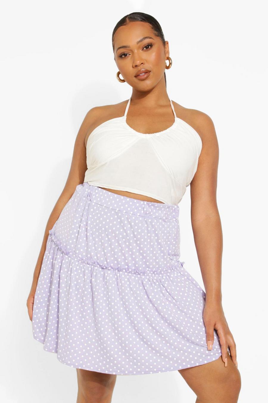 Lilac Plus Polka Dot Mini Skater Skirt image number 1