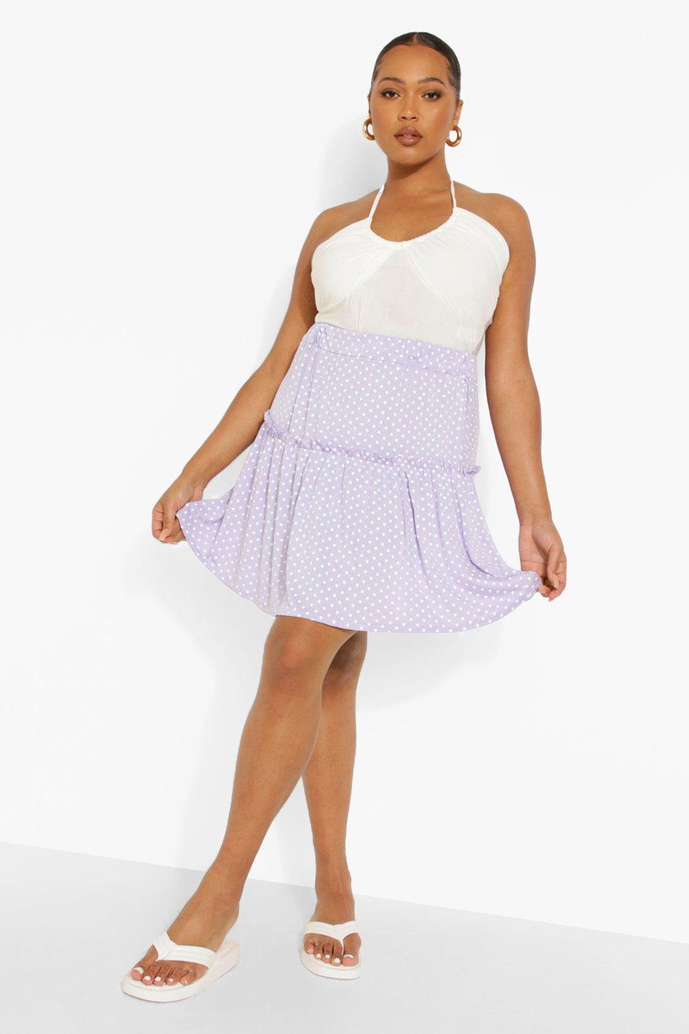 Plus Polka Dot Mini Skater Skirt