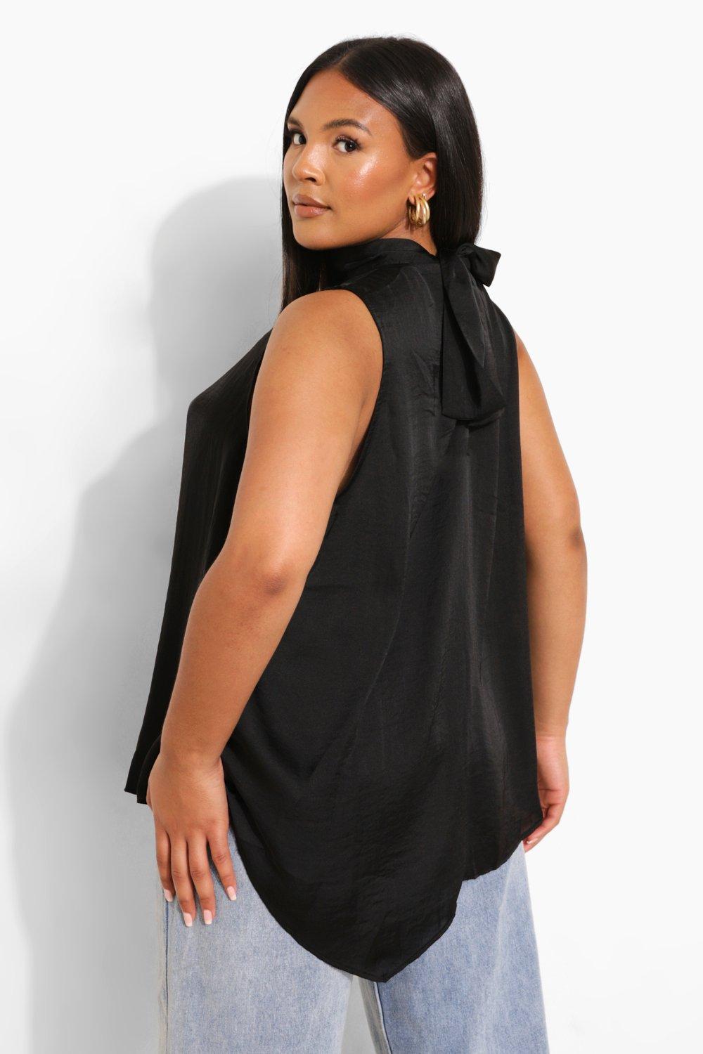 Plus size black halter top online